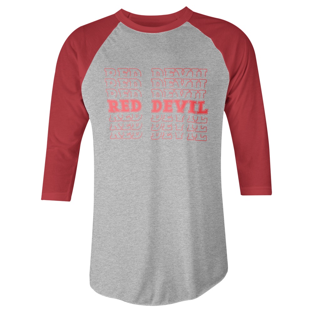 Red Devils Repeated - 3/4 Raglan Tee | Hinsdale Central General Store